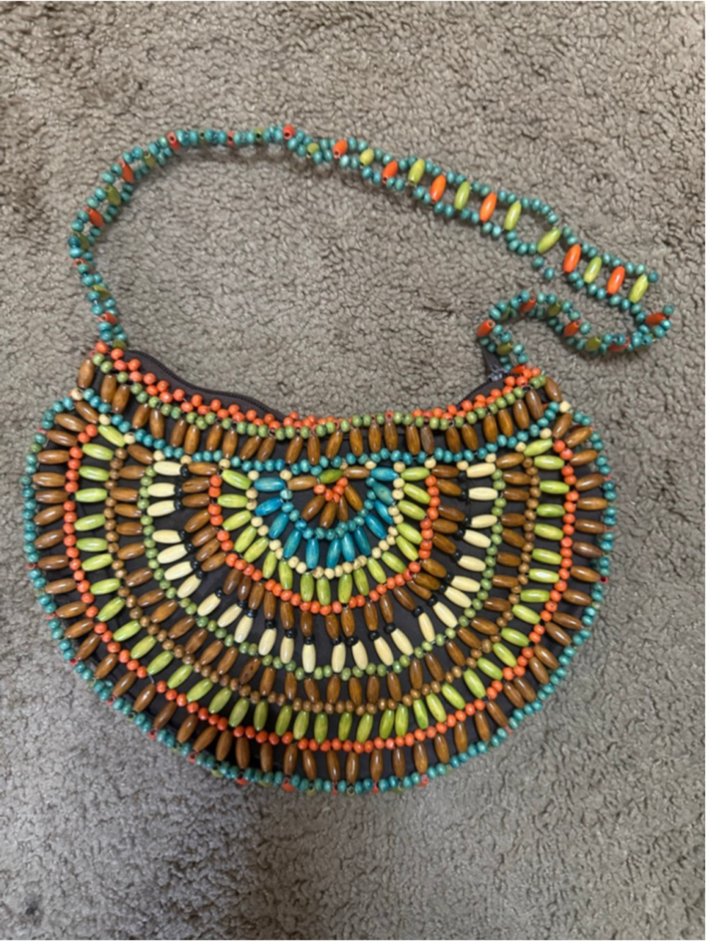 Women's Relativity Beaded Shoulder Bag One Size Brown Multi-color - Picture 3 of 6
